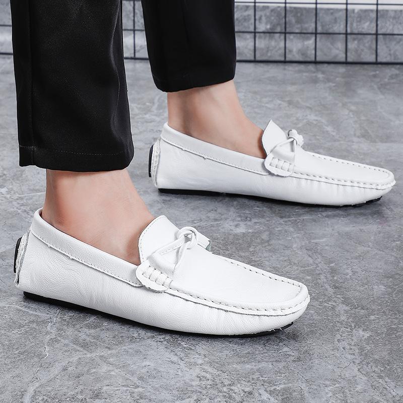 

Men s shoes Doudou shoes Loafer leather shoes Spring low-top foot cover leather flat-soled driver 2025 driving shoes Large size casual shoes 47