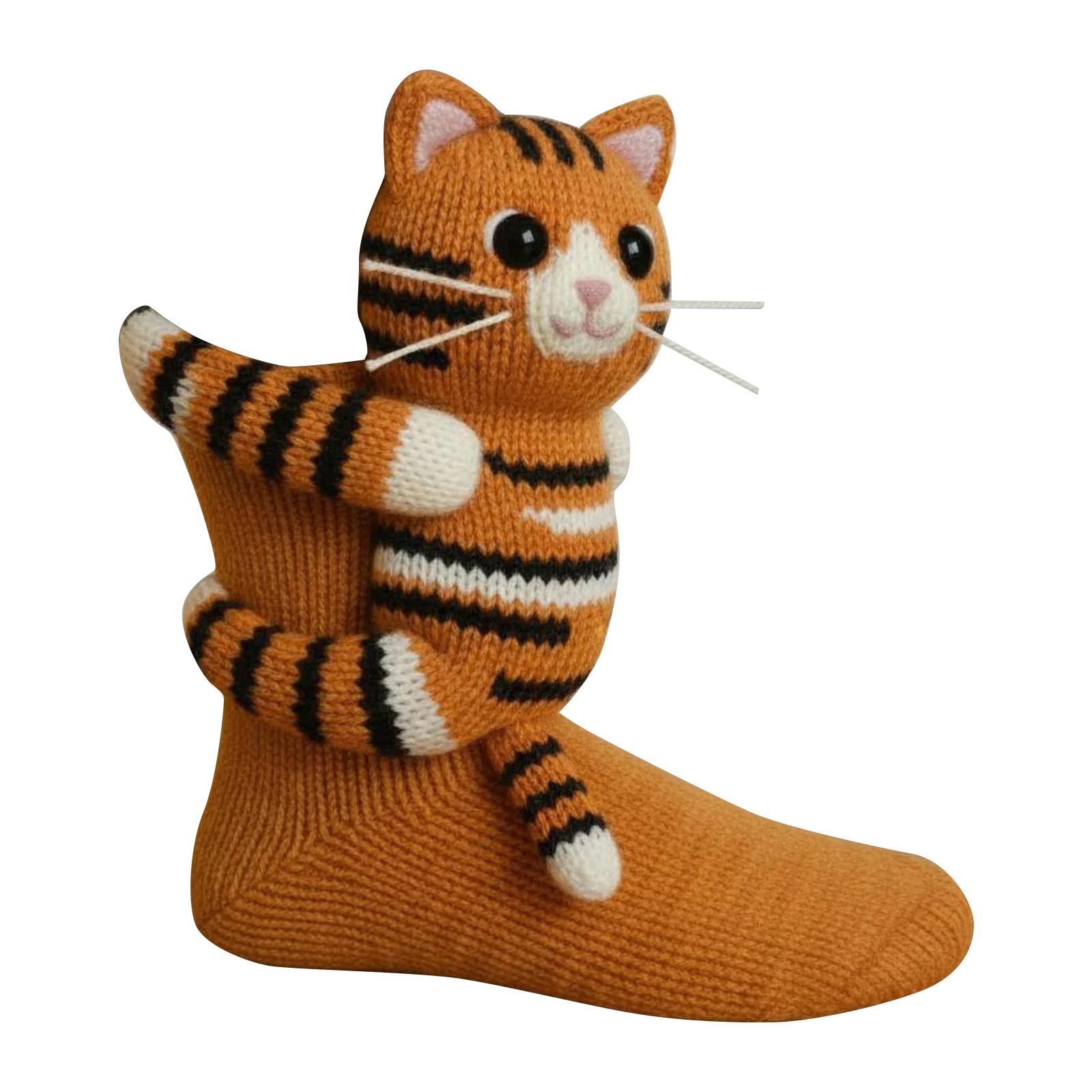 

Вязаные крючком носки-тапочки с животными - Плюшевые носки ручной работы с нескользящими подошвами для детей и взрослых One Size