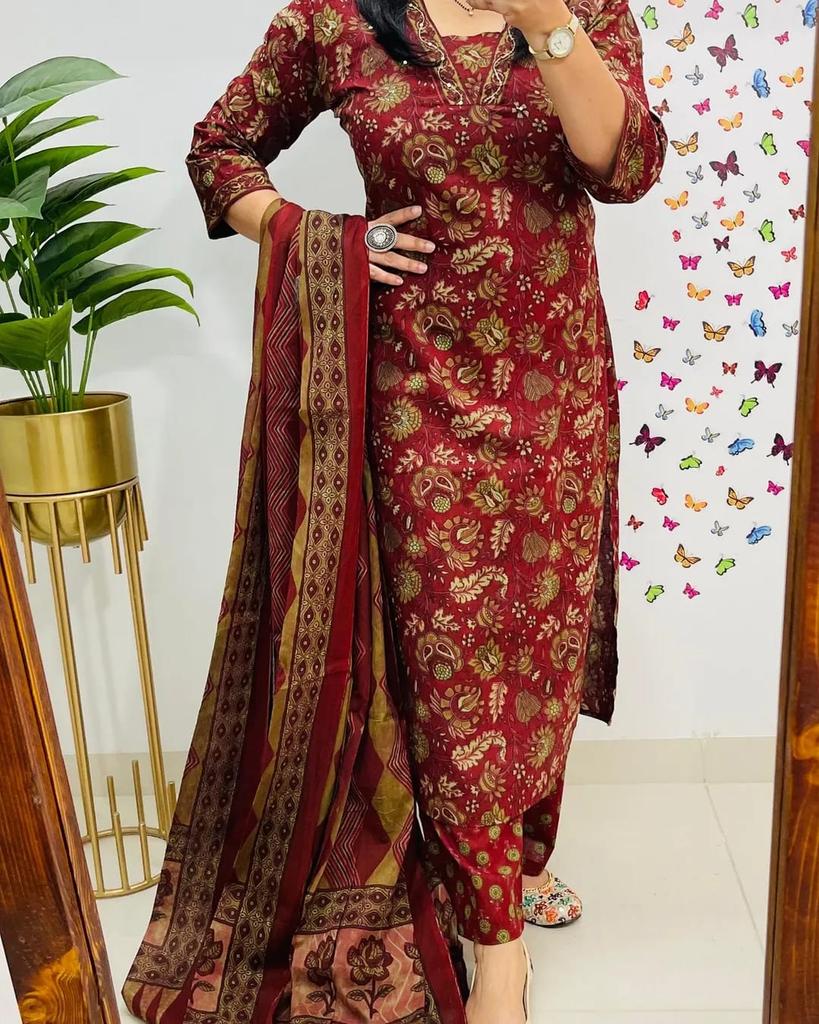 Women's Designer Party Wear Kurta Pant Dupatta Set Indian Pakistani  Kurti Salwar Kameez
