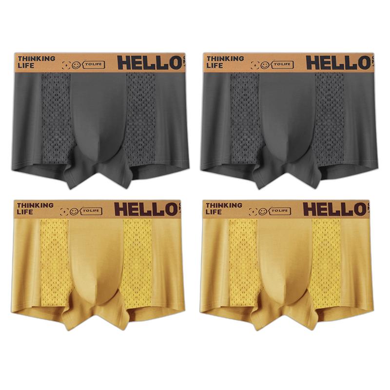 4 st Herrkalsonger Is-Silke Mesh Boxerkalsonger Kalsonger Andningsbara Underbyxor Pojkunderbyxor Underkläder L XL XXL 3XL 4XL 5XL