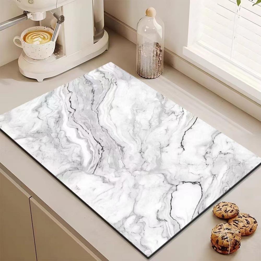 1pcs Household Light Luxury Marble Draining Countertop Diatomite Absorbent Non-Slip Table Mat Kitchen Counter Drain Mat