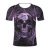 Totenkopf Digitaldruck Sommer Locker Lässig 3D Rundhals Kurzarm T-Shirts Herren
