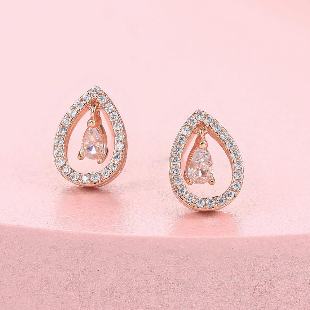 ZHOUYANG Earrings Necklace Jewelry Set For Women Luxury Hollowout Teardrop CZ Rose Gold Color Wedding Jewellry Wholesale S534