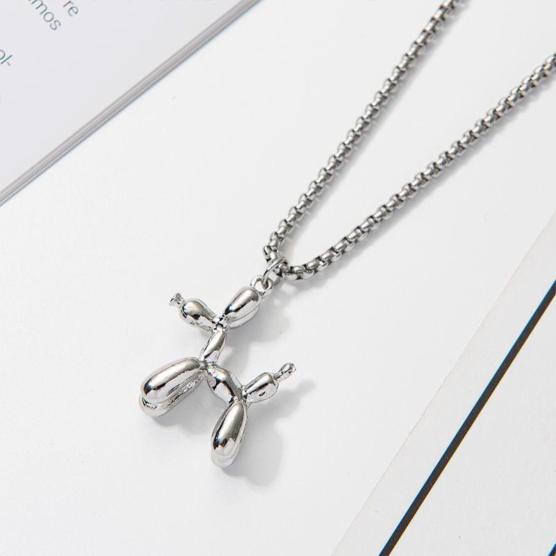 Titanium Steel Hip Hop Balloon Puppy Pendant Chain for Men and Women - Street Style Sweater Necklace