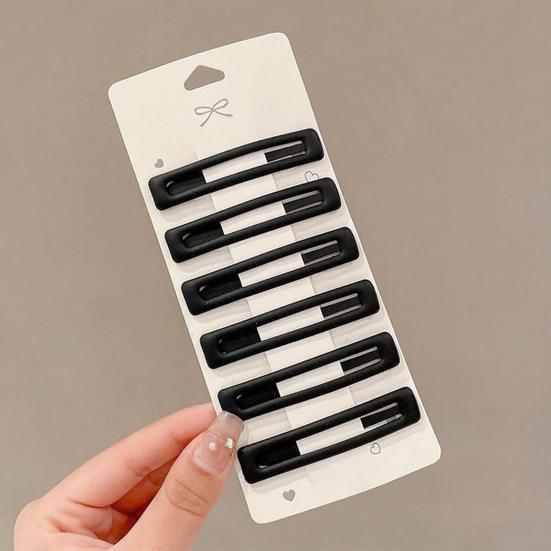 6Pcs Girl Hairpin Matte Color Rectangular Hair Clips Stable Non-Slip BB Clip Face Slimming Versatile Hair Styling Tool