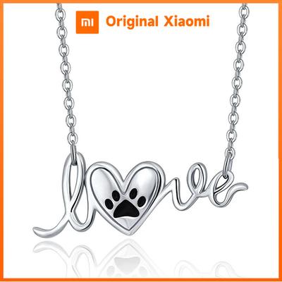 Huitan Cute Cat Paw Pendant Necklace for Women Silver Color Party Versatile Metal Jewelry Heart Design Romantic Love Accessories