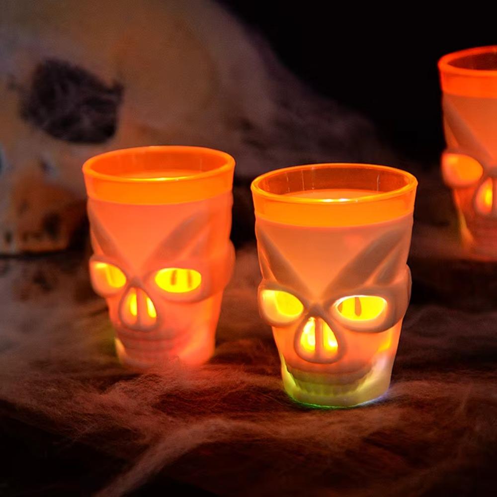 Double Layer Design Halloween Glowing Skull Cup Halloween Drinking Cup Entertaining Guests