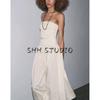 Summer New Product Women's Clothes Normcore Air Volume Feeling Hem Patchwork Belt off-the-Shoulder Tube Top Dress 3641703