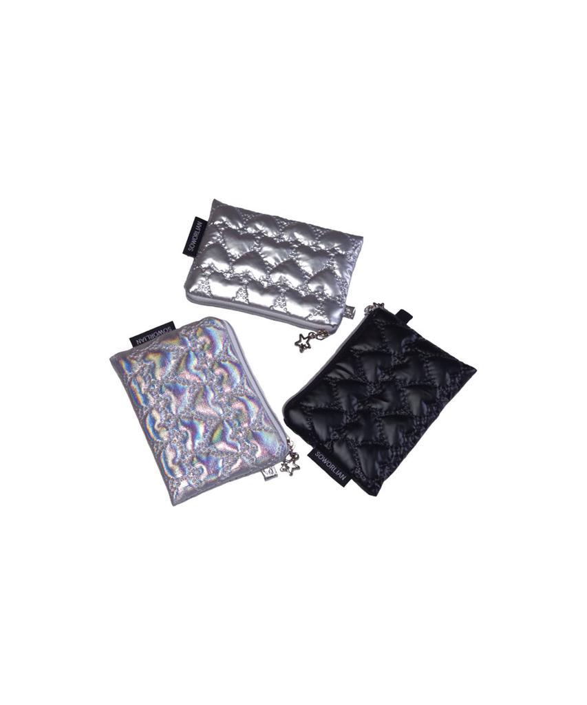 Soworlian Mini Zipper Pouch_Black, Silver, Aurora Silver