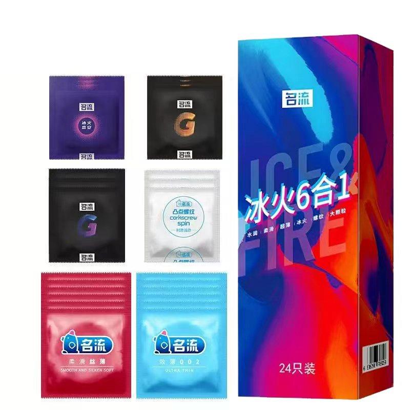 24 peças de preservativos super apertados de tipo misto, pontos com nervuras, estimulação do ponto G, manga peniana, preservativos superfinos