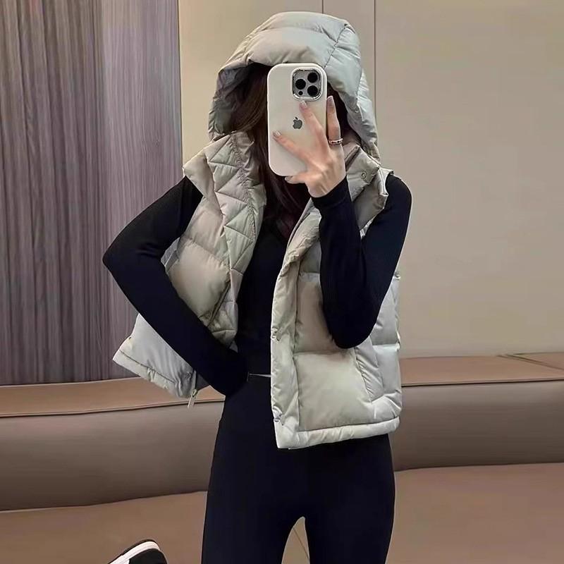 Womens Premium Down Vest 90% White Duck Hooded Puffer Sleeveless Jacket Winter 2026 Thick Warm Outerwear