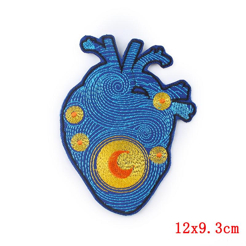 Punk Heart Embroidery Patch Iron On Patches For Clothing Thermoadhesive Patches On Clothes Waves Applique/Patches On Clothes