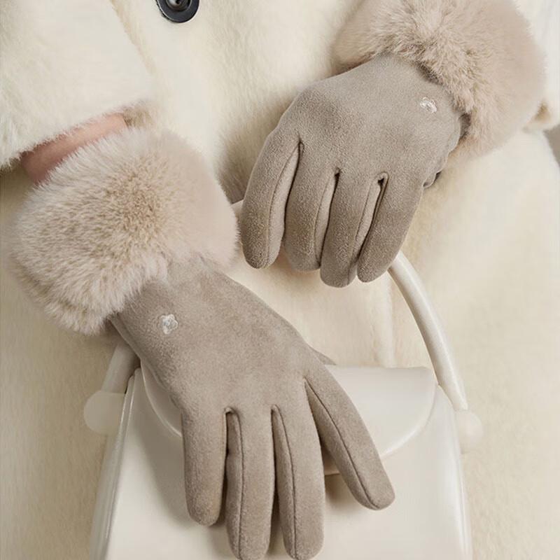 JIUMU Women's Suede Fleece Lined Touchscreen Gloves