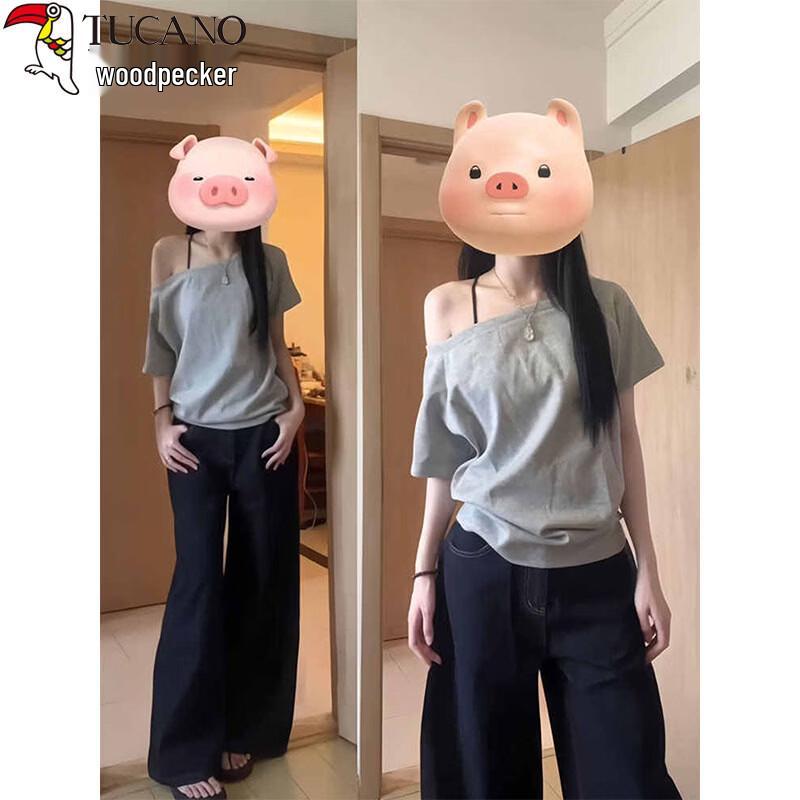 

Women s Asymmetrical One-Shoulder Short Sleeve Top S