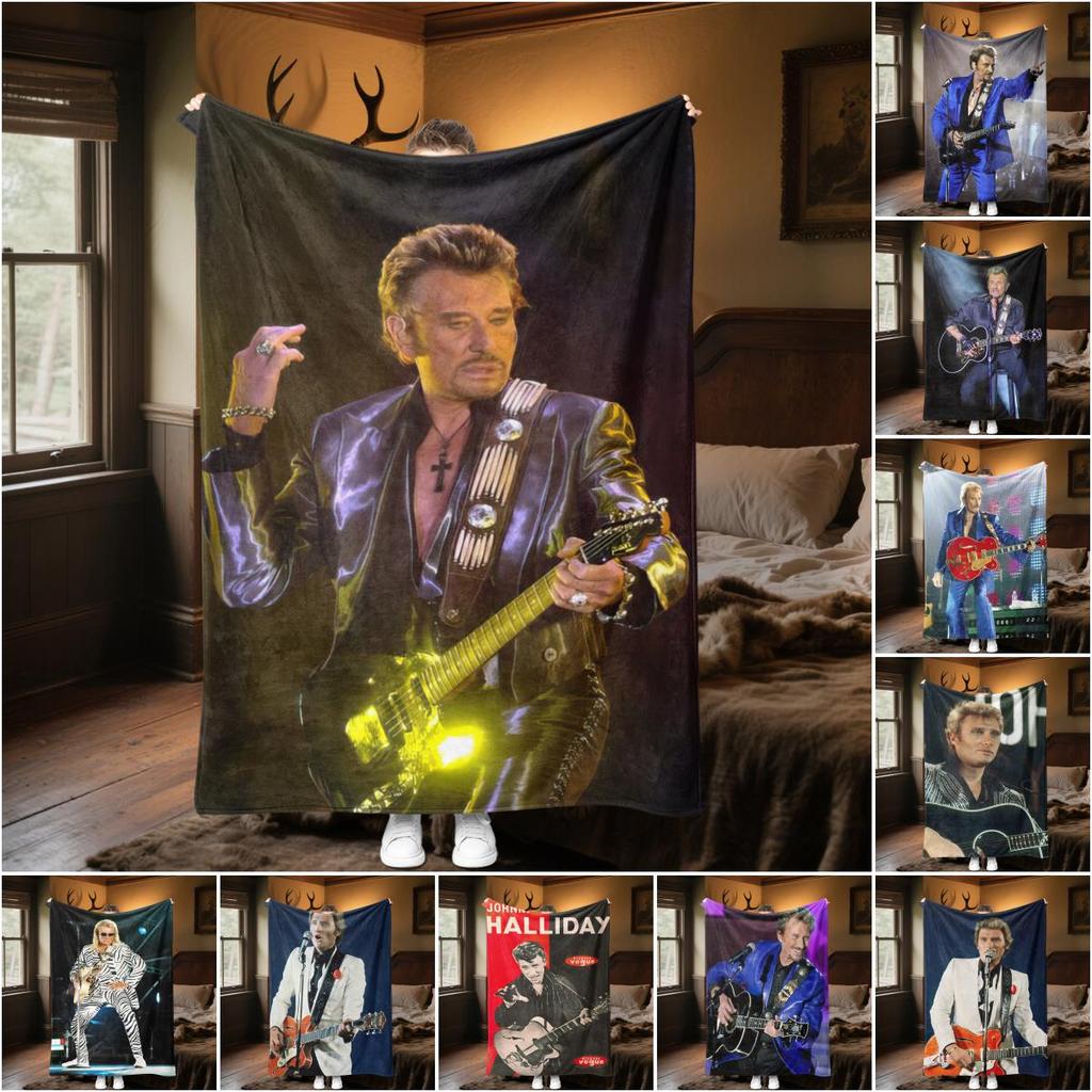 1pc Johnny Hallyday guitar performance blanket, al season lightweigh Poster blanket home office outdoor nap multifunc Poster blanketional blanket