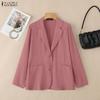 ZANZEA Women Turn Down Collar Casual Long Sleeve Thin Cardigan Blazer
