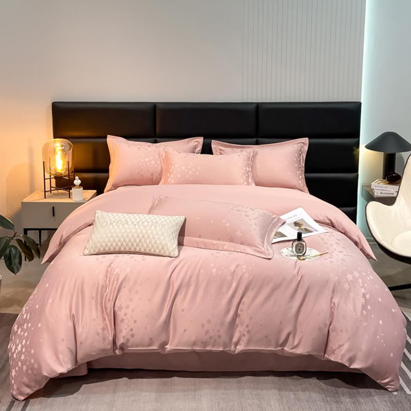 New high-quality embroidered tencel breathable and washable satin jacquard quilt cover 4-piece set for double bed universal for