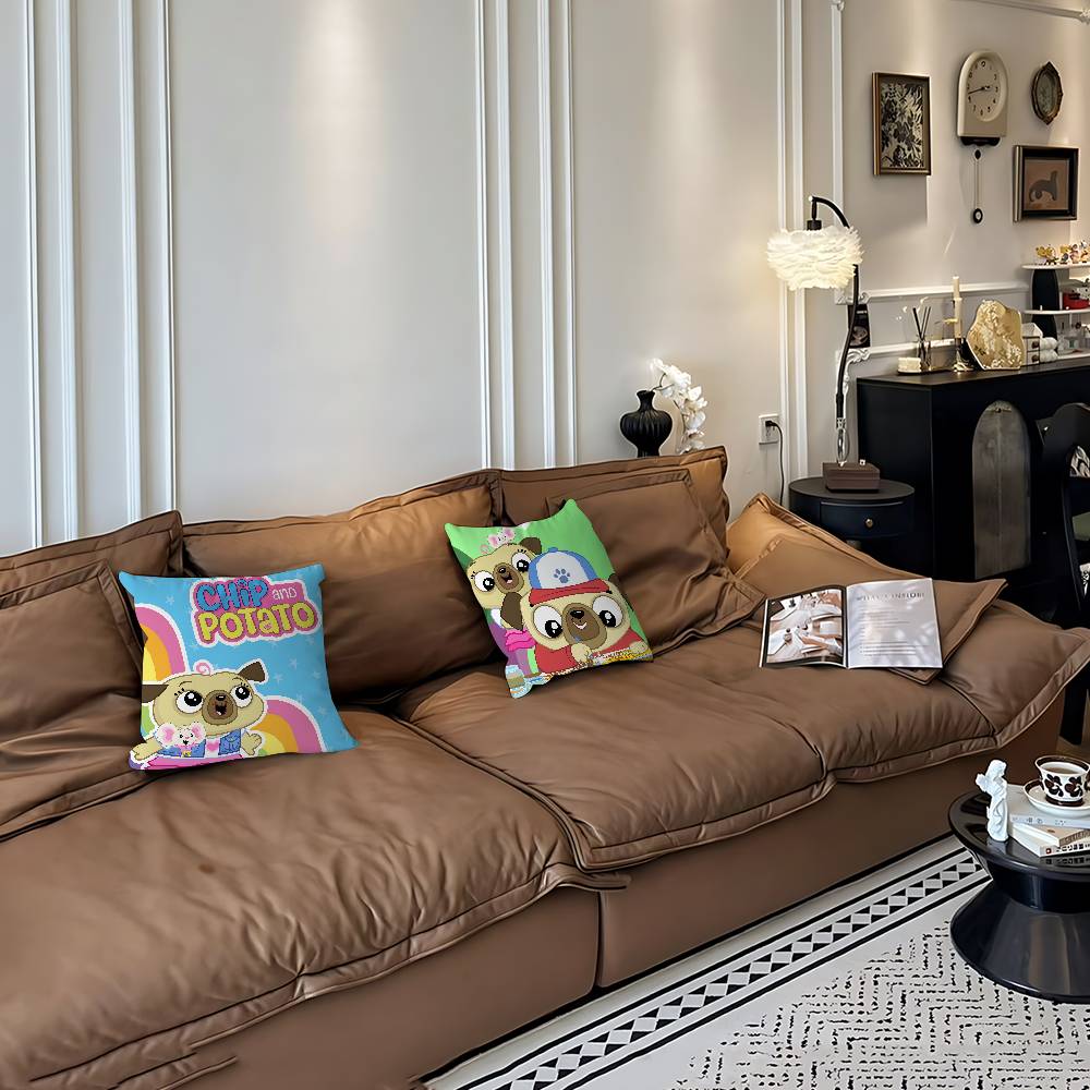 Cartoon C-Chip And P-Potato Pillow Case Removable Washable Cushion Cover – All-Season Soft Linen