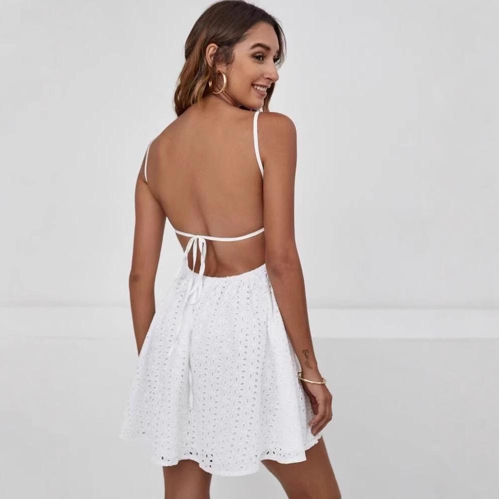 JKASHDK Moda feminina verão primavera cor sólida estampa sem mangas suspensórios cintura alta vestidos casuais