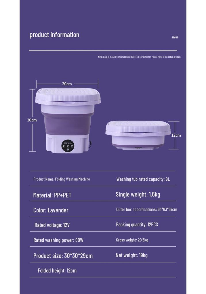 Compact Foldable Automatic Mini Washing Machine for Underwear and Socks - Ideal for College Students