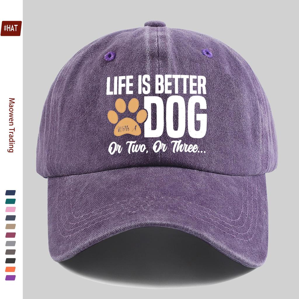 pc LIFE IS BETTER with A DOG Letter Print Baseball Cap Casual Style Decorative Hat Comfortable and Lightweight Sun Hat Adj