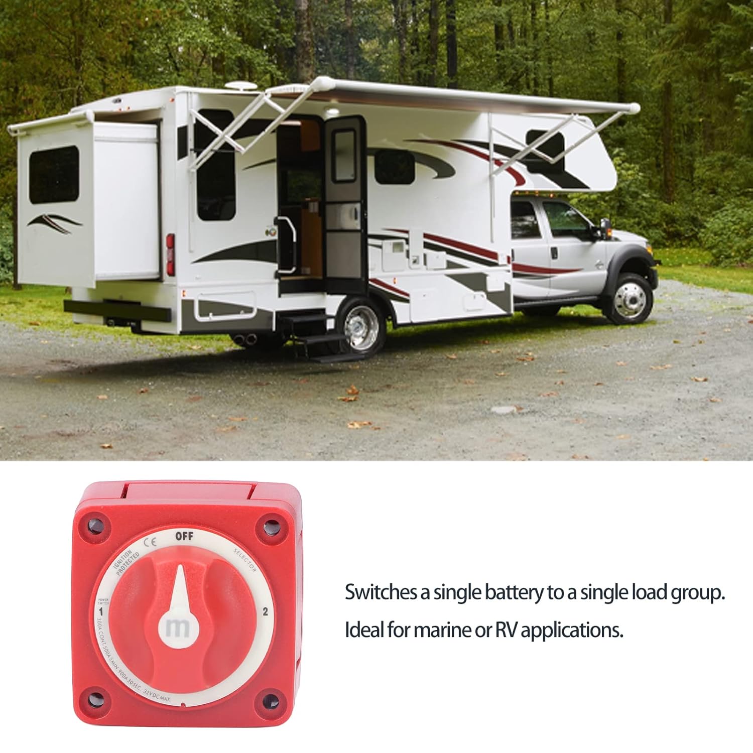 Battery Switch,300A 3 Position Dual Circuit Power Disconnect Cut Off Isolator Battery Switch ON/Off Rotary Actuator for Marine Boat Car Truck Trailer