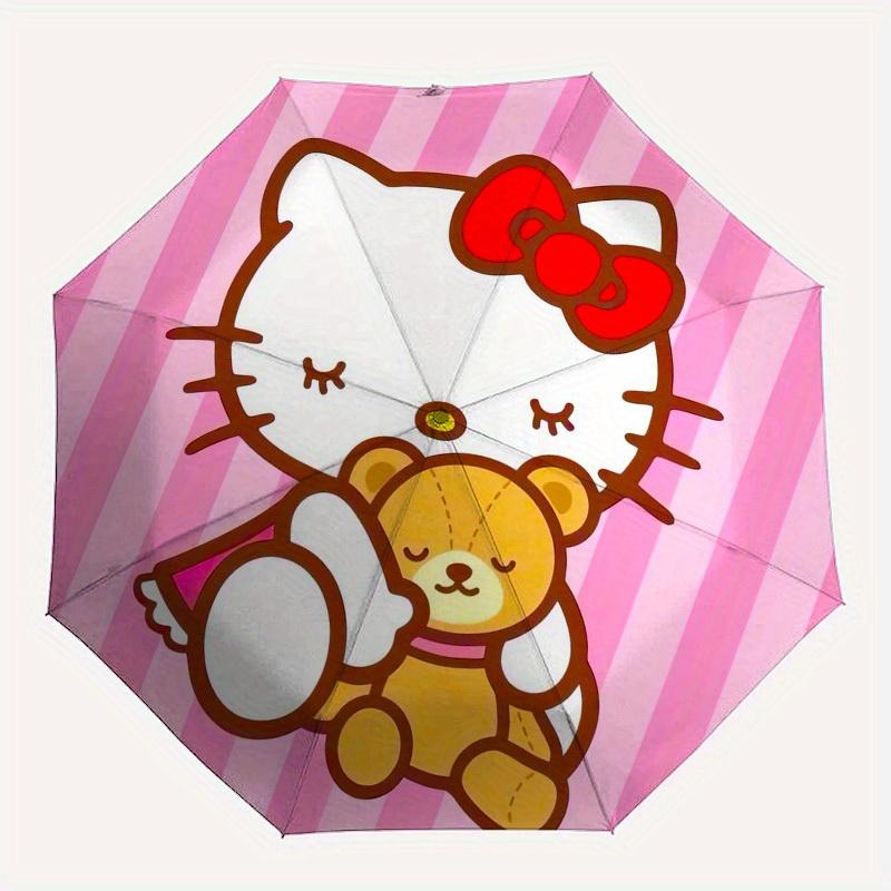 1pc Hello Kitty with Teddy Bear Umbrella with Plastic Handle,Suitable for All Seasons Home Travel Outdoor UmbrellaSanlio381