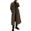 Langer Wollmantel für Herren mit Revers, langen Ärmeln, einfarbig, Windjacke mit Taschen, Knopfleiste mit zwei Knöpfen, einfarbig, mittellange Oberbekleidung