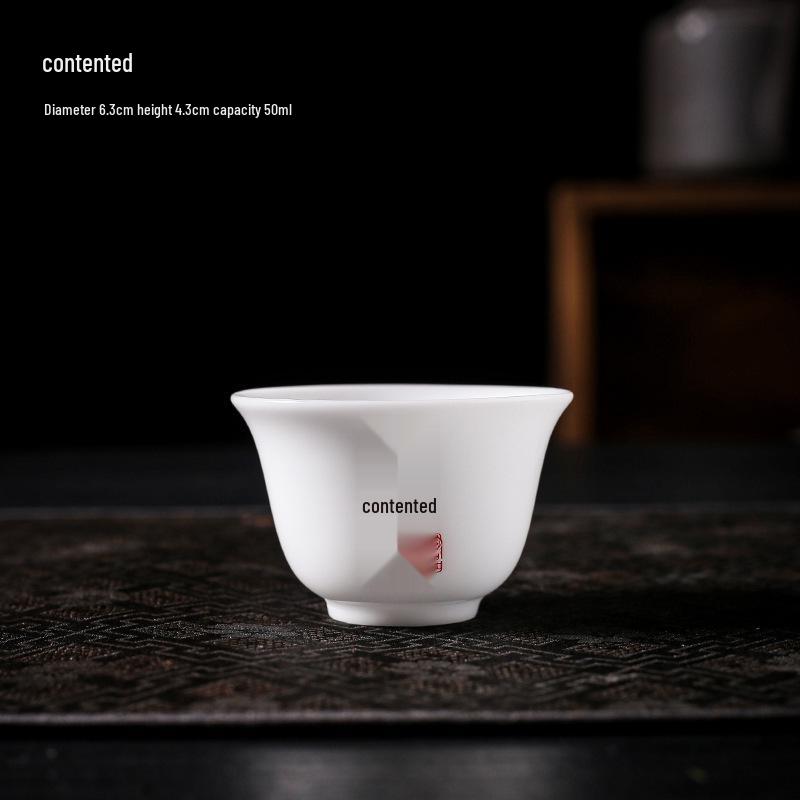 Hand-Painted Ceramic Landscape Teacup - Ice-Type Mutton Fat Jade Finish, Kung Fu Tea Set
