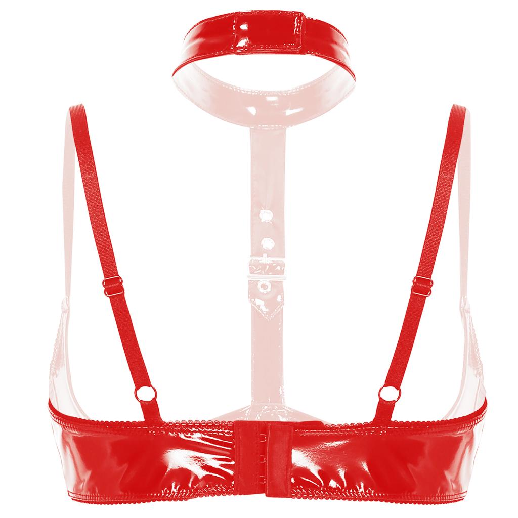 Dámské sexy spodní prádlo Spodní prádlo Noční prádlo Wet Look Umělá kůže Halter Bra Top