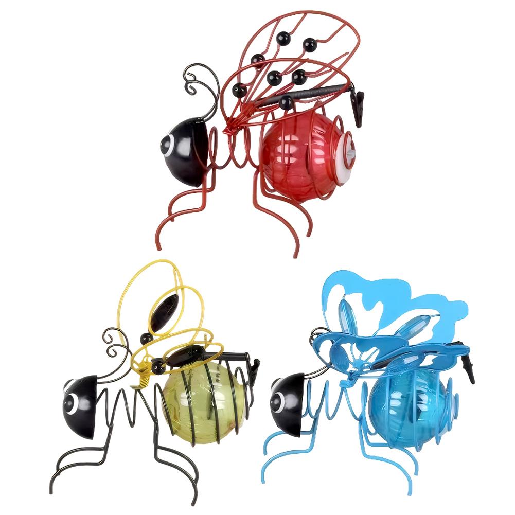 Solar-Powered Outdoor Figurine Light Decorative Flying Insect Hanging Lamp Metal Realistic Insect Light for Outside Decor