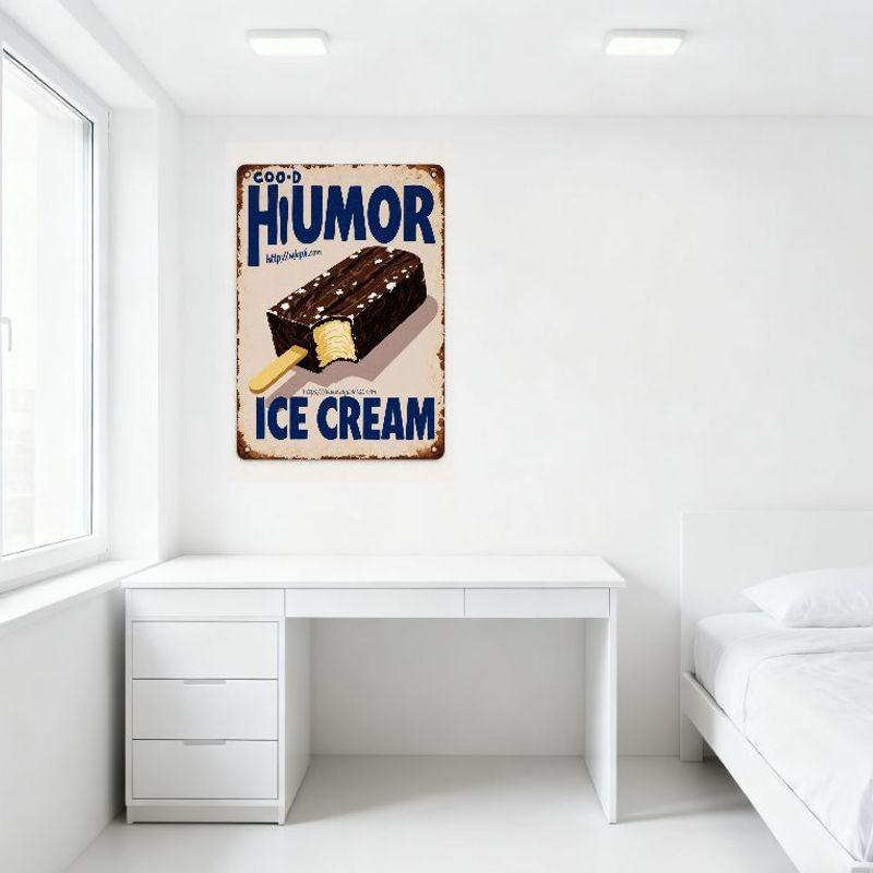 Vintage Metal Sign Good Humor Ice Cream Bar with Rusty Weathered Look, Retro Design for Home Cafe Bar Wall Decor, 8x12 Inch Tin
