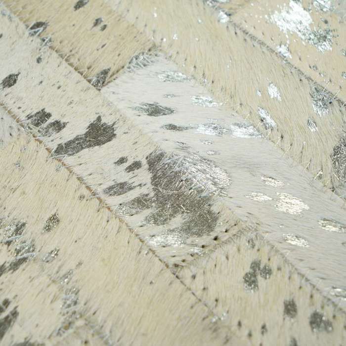 Tapis en cuir naturel recyclé gris argent 120x170