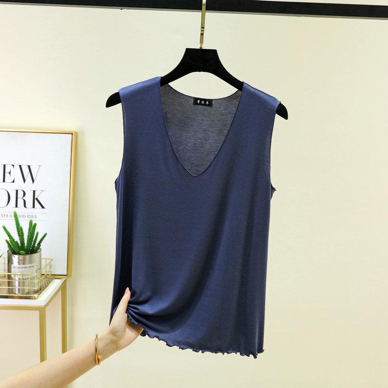 Plus Size Women s V-neck Ruffle Sleeveless Vest - Versatile Thin Base Layer M