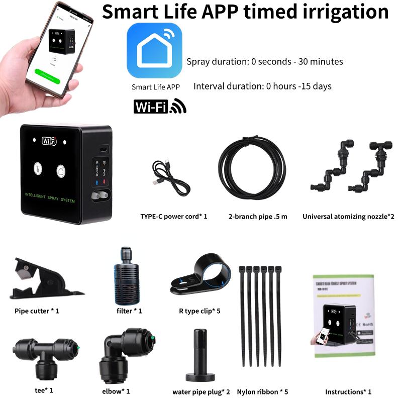 Intelligent Automatic Reptile Fogger Touch Screen Sprinkler Control Electronic Humidifier Timer Mist Rainforest Spray System Set