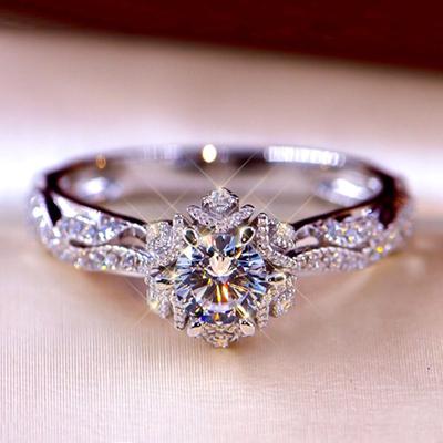 Fashion Elegant Dazzling Flower Ring For Women Classic CZ Zircon Anniversary Ring Delicated Crystal Wedding Engagement Rings
