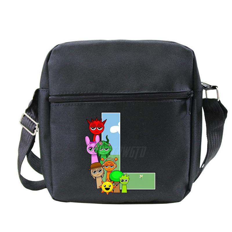 Fashion Children'S Shoulder Bag 26 Letters Personalized Printing Rhythm Box Black Messenger Bag Stationery Bag