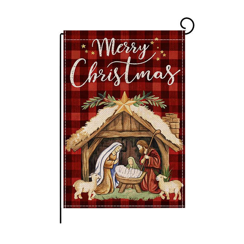 

Рождественский печатный садовый флаг Полиэстер Двухслойный печатный уличный флаг Двор Декоративный красочный флаг HYQ069-9