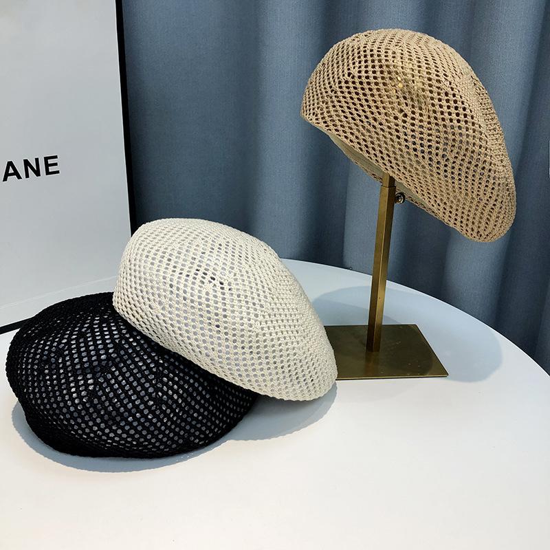 New Ins Popular Summer Cool Hollow Solid Beret Hat For Wome Fashion Cap Spring Top Quality Girls Boina Outdoor Party Gift