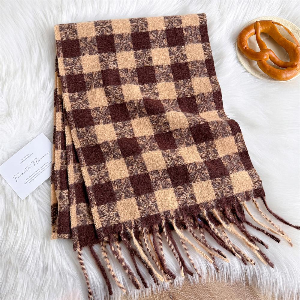 Women Lattice Imitation Cashmere Scarf Autumn And Winter Thick Fashion Warm Wild Scarf Shawl Tassel Scarves Bufanda Blanket