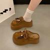 Thick-soled heightening kangaroo bag head half slippers women's new autumn wear a pedal Boken single shoes