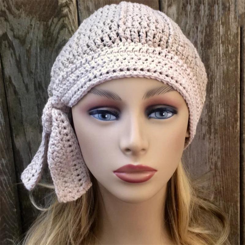 New Pure Hand Knitted Wool Hat Sun and Moon Pattern Dopamine Color Matching Hat