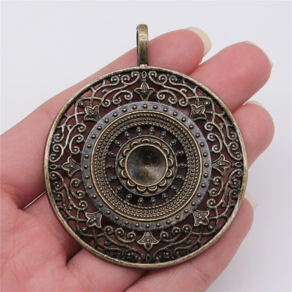 2pcs Big Size Round Hollow Flower Charms Pendant For Jewelry Making Necklace Earring Making