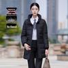 Women's Black Stand-Collar Mid-Length Padded Work Jacket