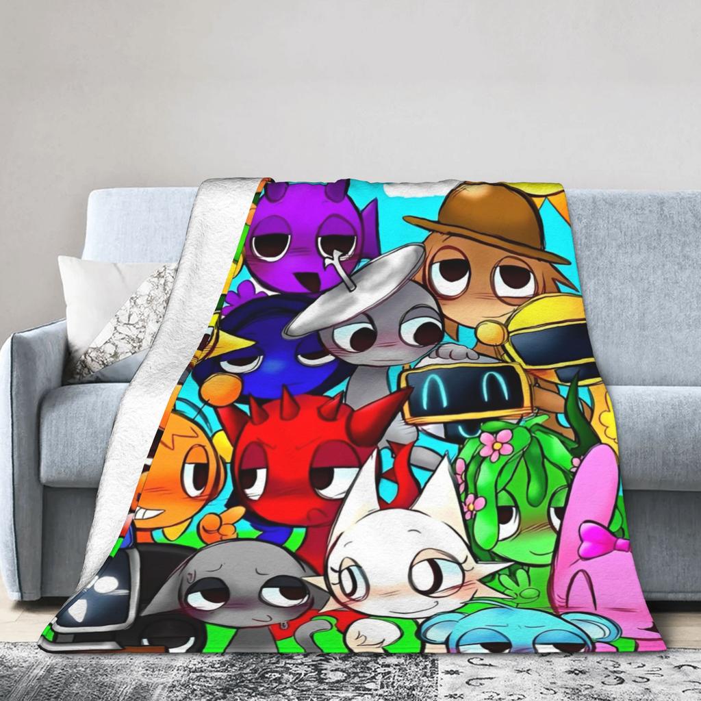 Sprunkis Plush Blanket Cartoon Game  Awesome Throw Blankets for  Sofa Bedding Lounge 150*125cm Plush Thin Quilt