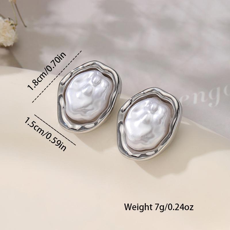 New hip-hop literary and retro five-pointed star stud earrings trendy design heterosexual pearl earrings jewelry