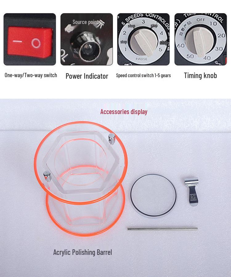 Compact Automatic Polishing Machine for Jewelry, Gems, and Metal - Precision Finish and Timing