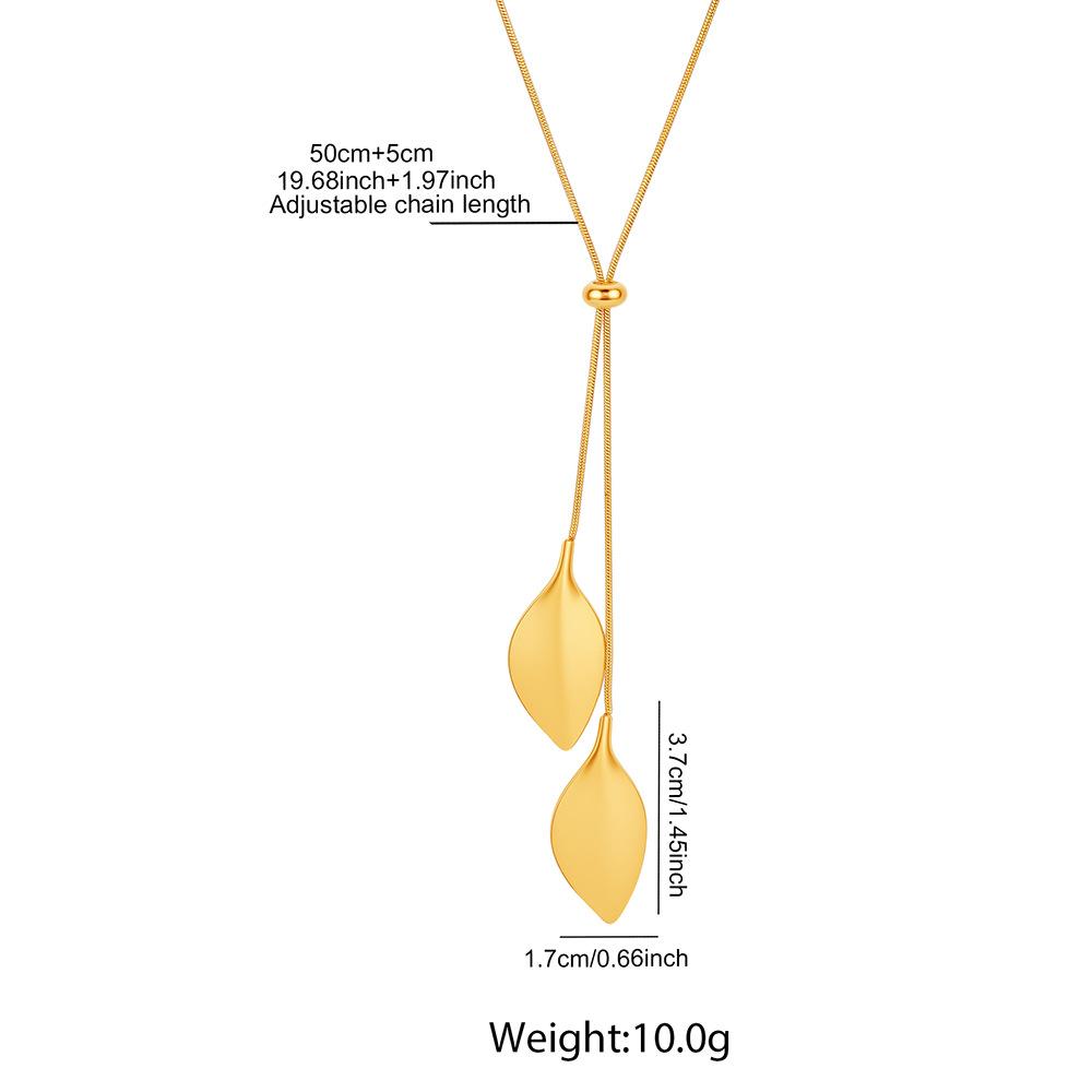 Waterproof Tassel Wind Gold-plated Snake Chain Necklaces Stainless Steel Adjustable Leaves  Lariat Necklaces Women