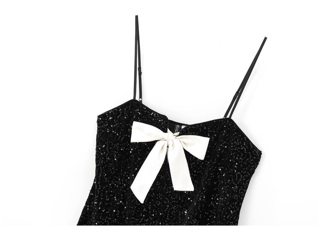 2024 Retro Sleeveless Slim Fit Bow Camisole Dress for Women – Short Skirt