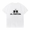 Maglietta da uomo estiva in puro cotone, alla moda, casual, sportiva, larga, con stampa del motivo LA MARTINA, girocollo, manica corta